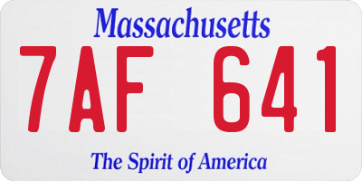 MA license plate 7AF641