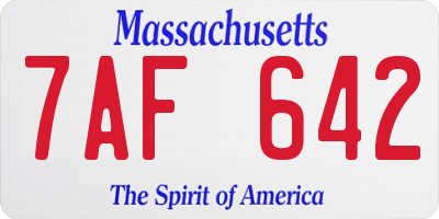 MA license plate 7AF642