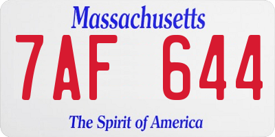 MA license plate 7AF644
