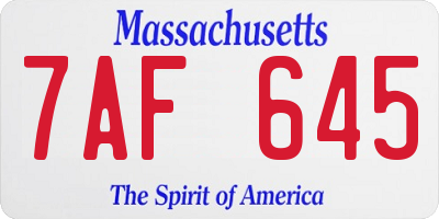 MA license plate 7AF645