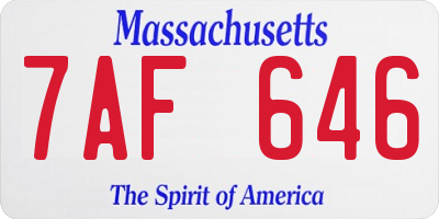 MA license plate 7AF646