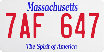 MA license plate 7AF647