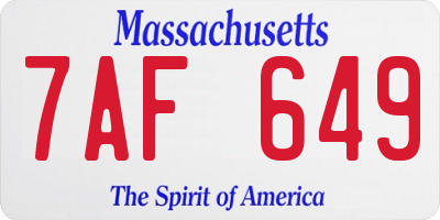 MA license plate 7AF649