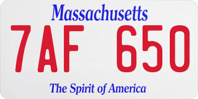 MA license plate 7AF650