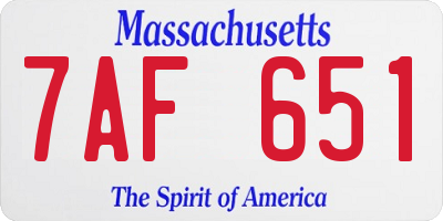 MA license plate 7AF651