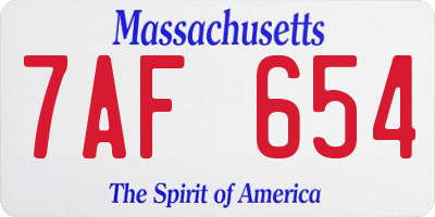 MA license plate 7AF654