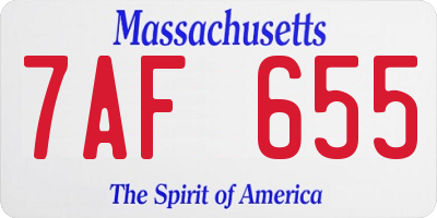 MA license plate 7AF655