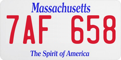 MA license plate 7AF658
