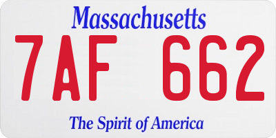 MA license plate 7AF662