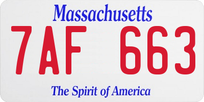 MA license plate 7AF663