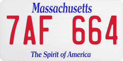 MA license plate 7AF664