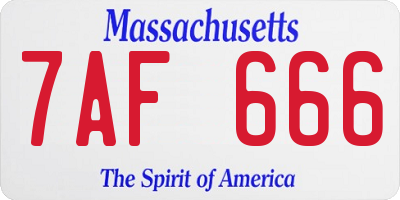 MA license plate 7AF666