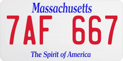 MA license plate 7AF667
