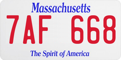 MA license plate 7AF668