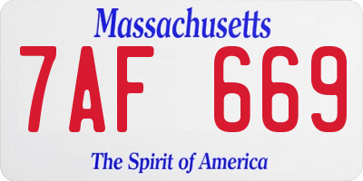 MA license plate 7AF669