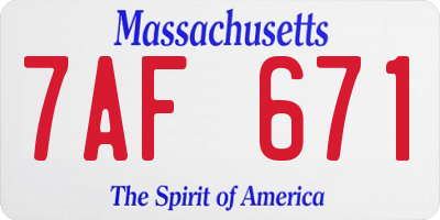 MA license plate 7AF671