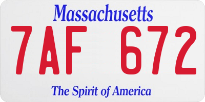MA license plate 7AF672