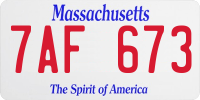 MA license plate 7AF673
