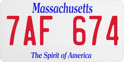 MA license plate 7AF674