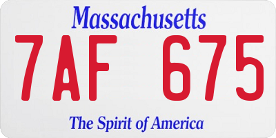 MA license plate 7AF675