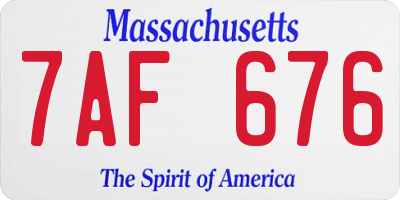 MA license plate 7AF676