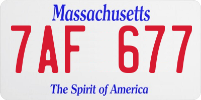 MA license plate 7AF677