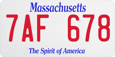 MA license plate 7AF678