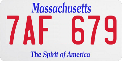 MA license plate 7AF679