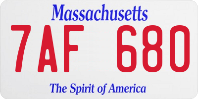 MA license plate 7AF680