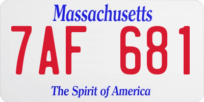 MA license plate 7AF681