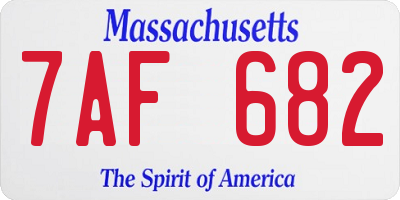 MA license plate 7AF682
