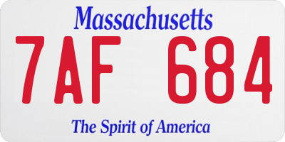 MA license plate 7AF684