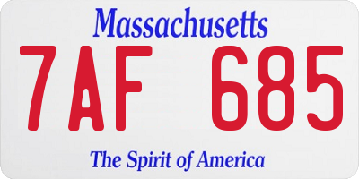 MA license plate 7AF685