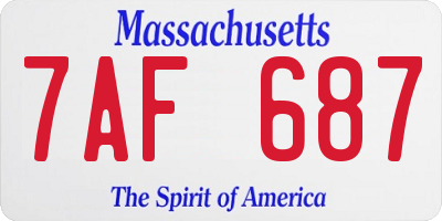 MA license plate 7AF687