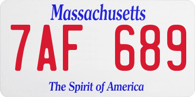 MA license plate 7AF689