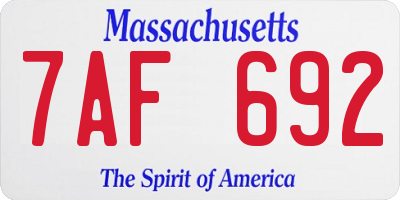 MA license plate 7AF692