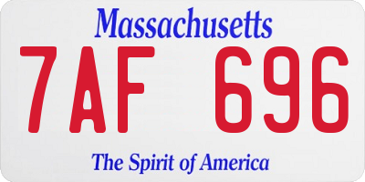 MA license plate 7AF696