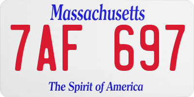 MA license plate 7AF697