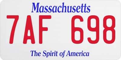 MA license plate 7AF698
