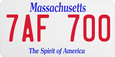 MA license plate 7AF700