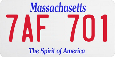 MA license plate 7AF701