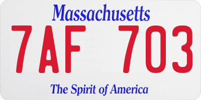 MA license plate 7AF703