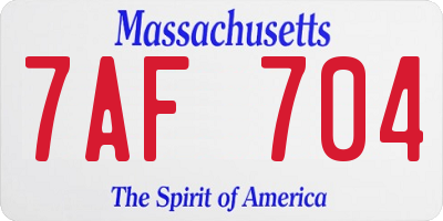MA license plate 7AF704