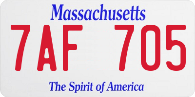 MA license plate 7AF705
