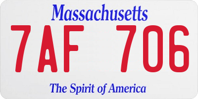 MA license plate 7AF706