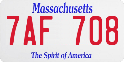 MA license plate 7AF708