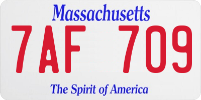 MA license plate 7AF709