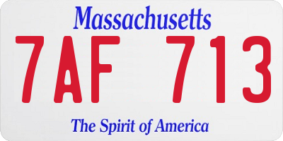 MA license plate 7AF713