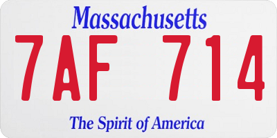 MA license plate 7AF714
