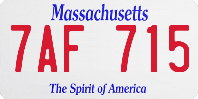 MA license plate 7AF715